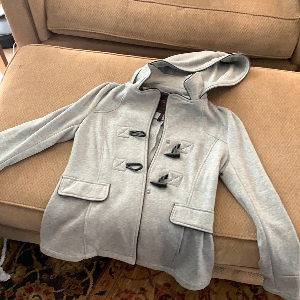 Gray coat with hood